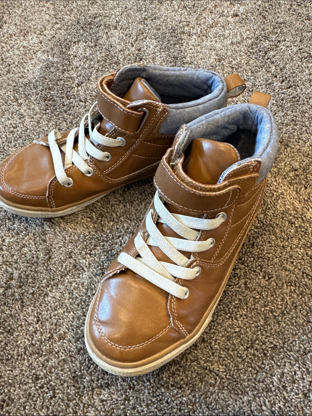 The Children's Place Brown High-Top Kids Sneakers with White Laces